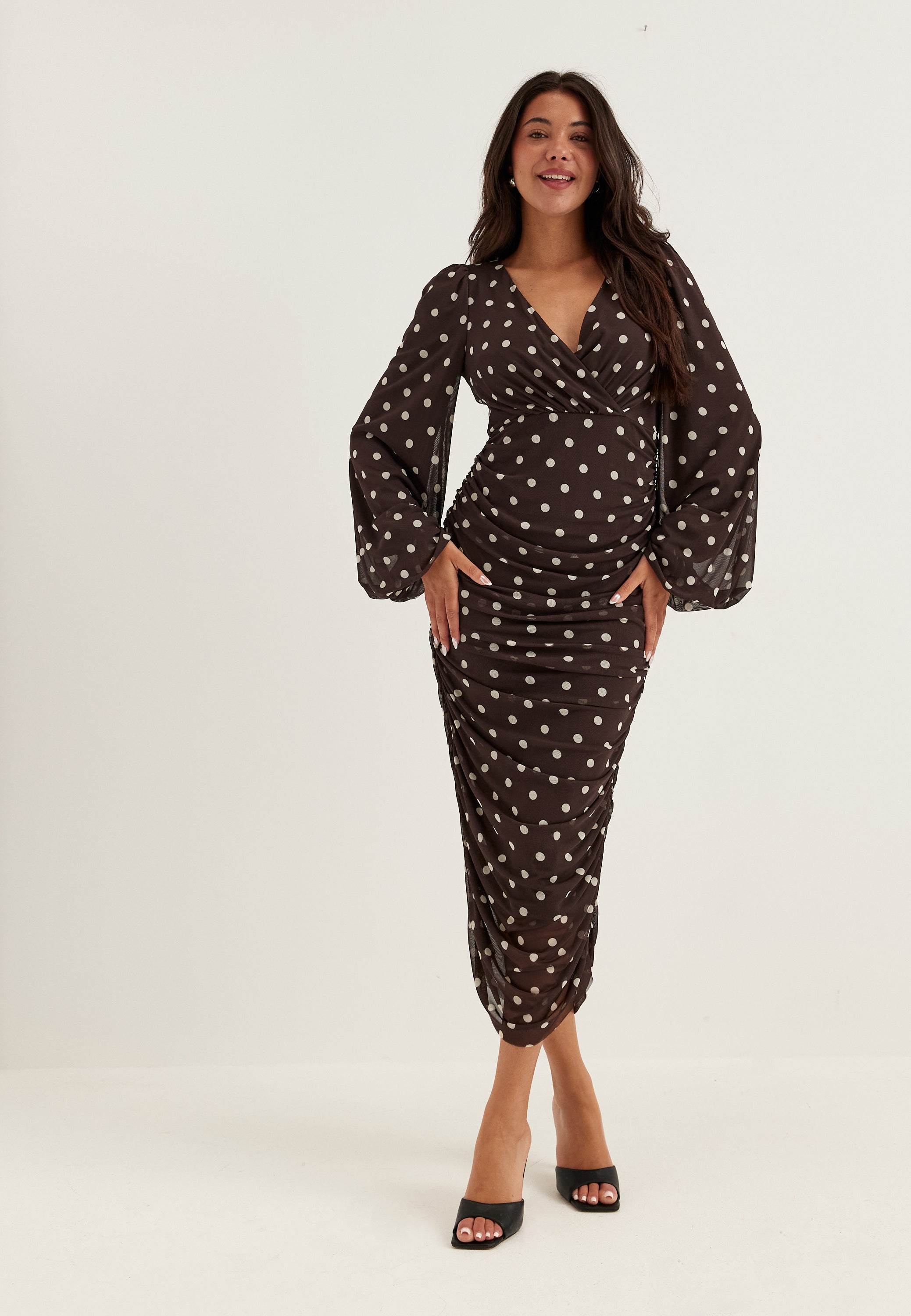 BUBBLEROOM OCCASION Mesh Wrap Ankle Dress