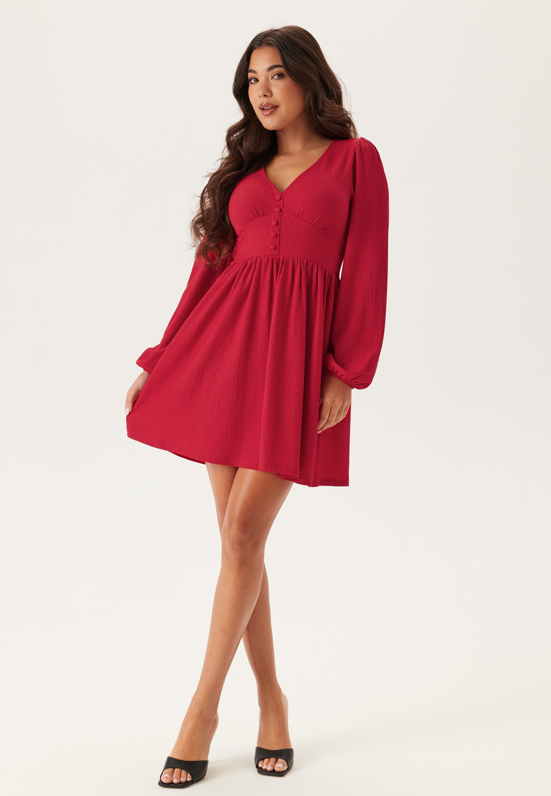 BUBBLEROOM Structure Button Mini Dress