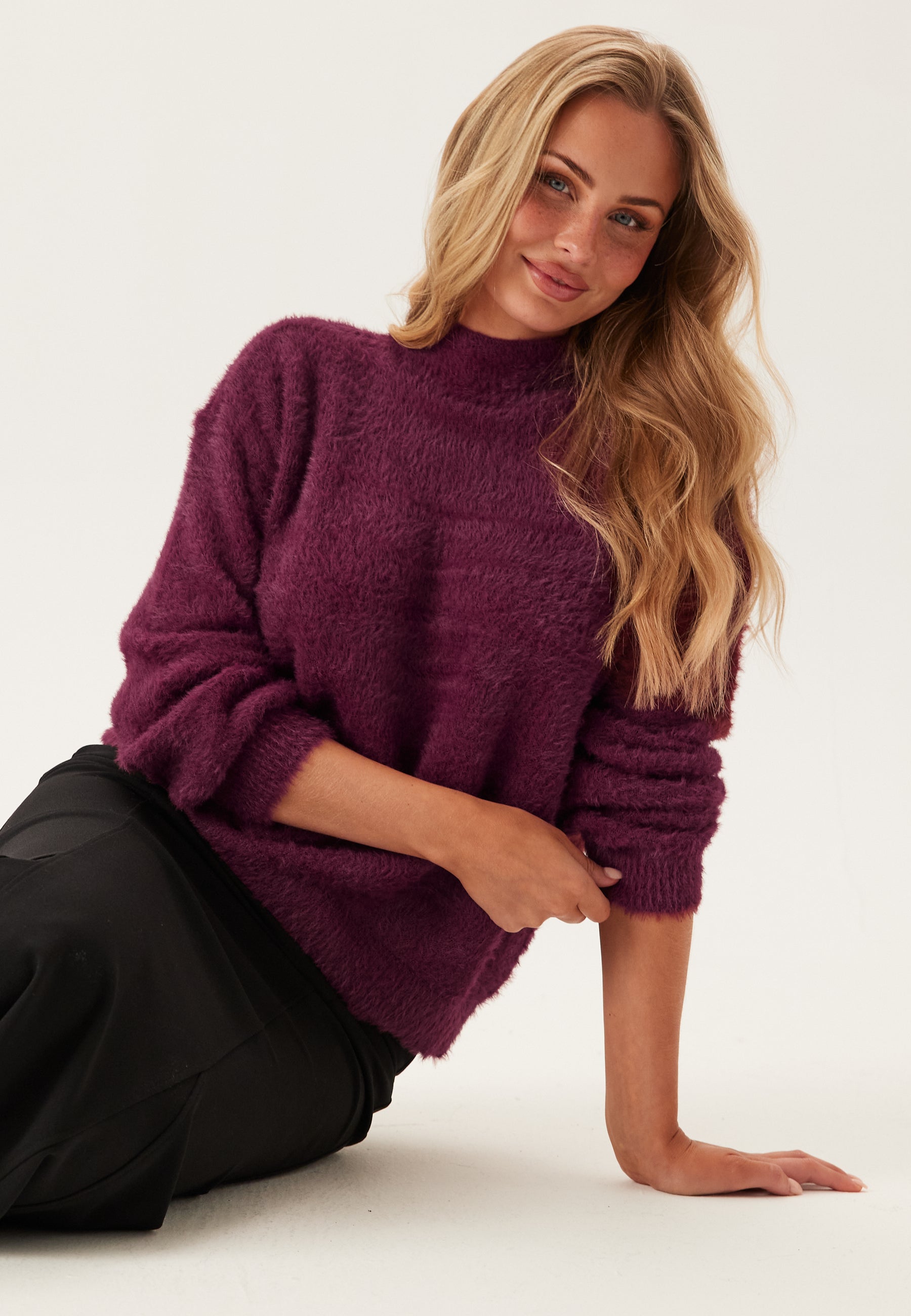 Pieces Pcovy Ls Mock Neck Knit