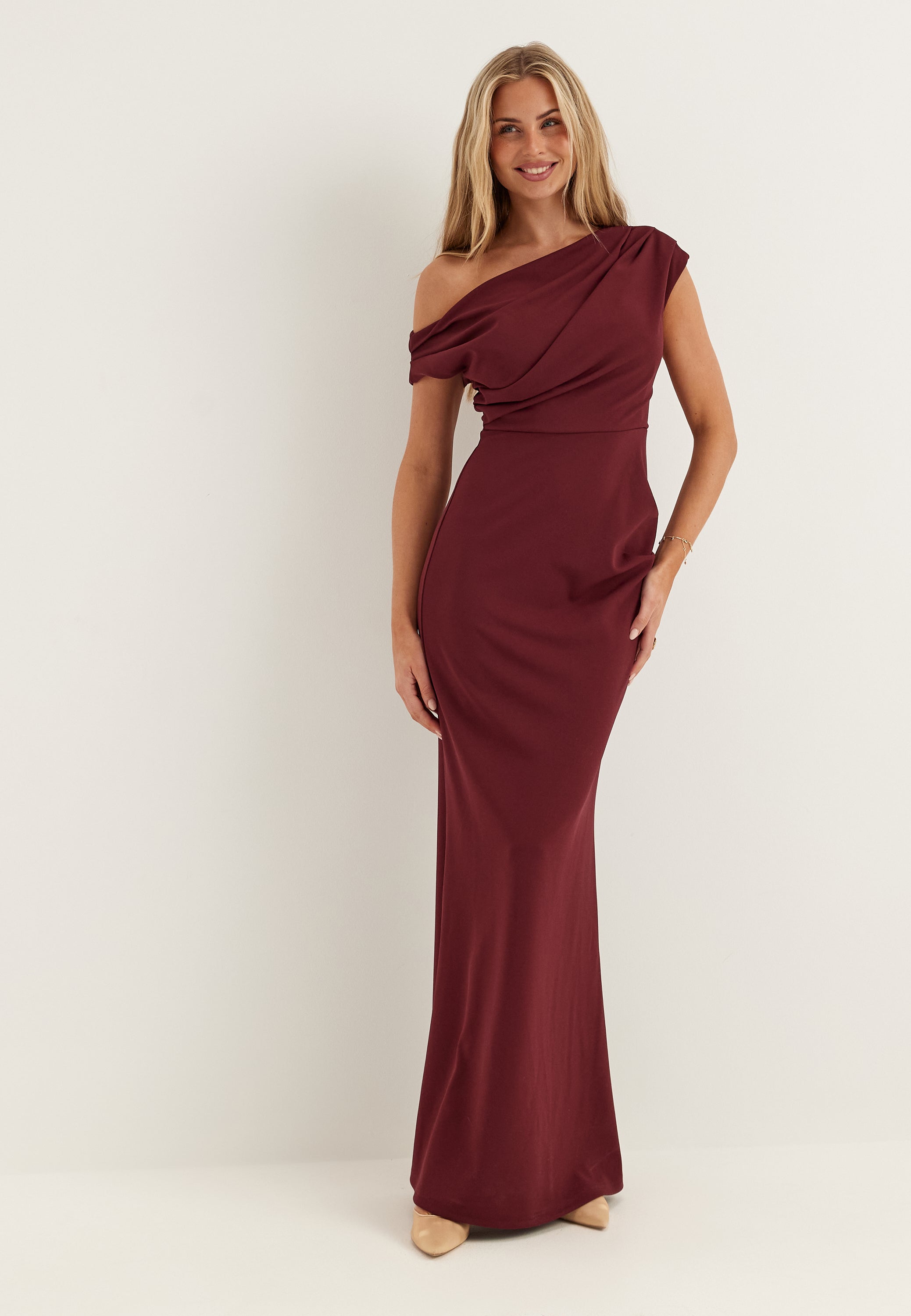BUBBLEROOM OCCASION Asymmetric Draped Maxi Dress
