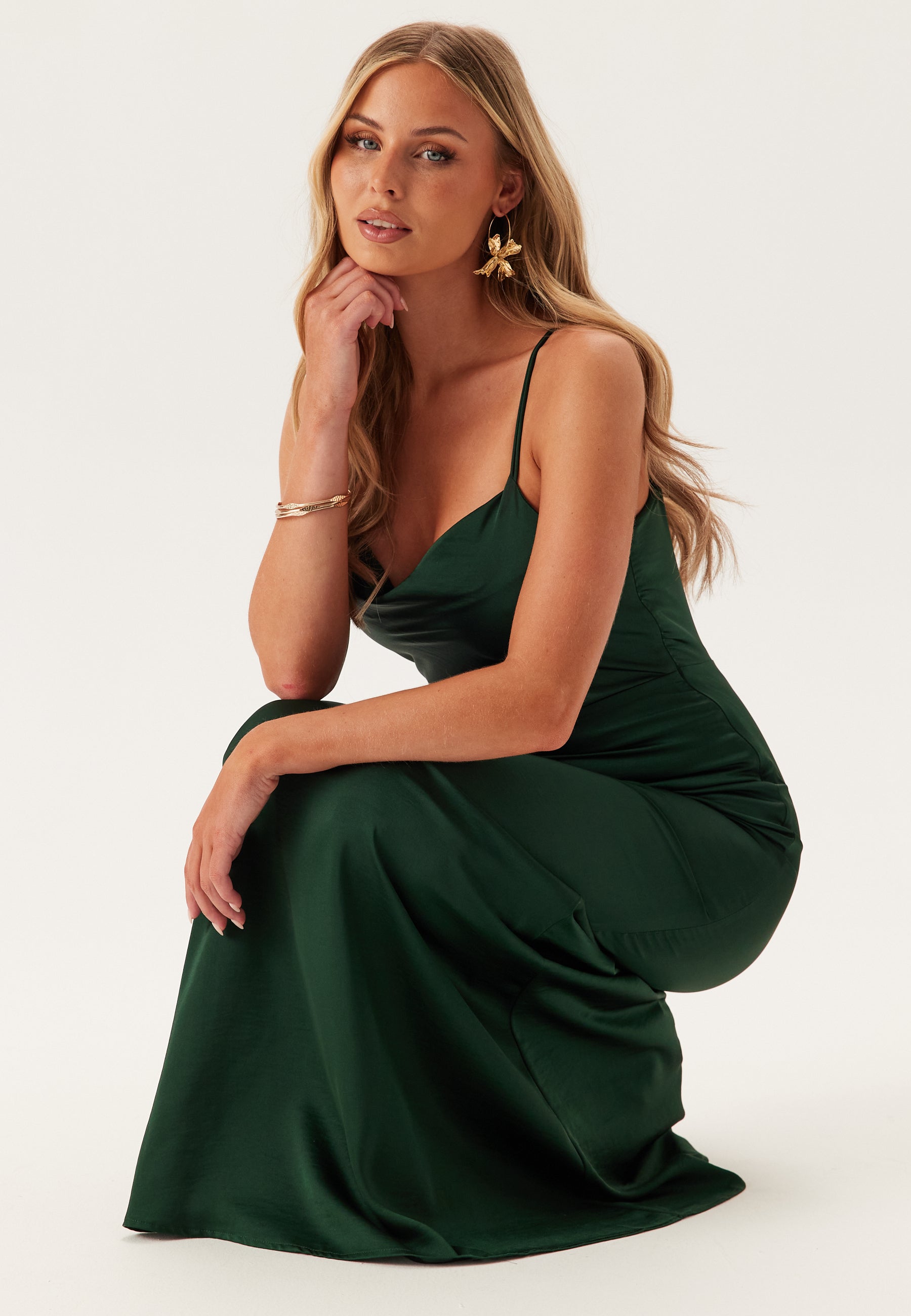 Bubbleroom Occasion Waterfall Mermaid Satin Gown