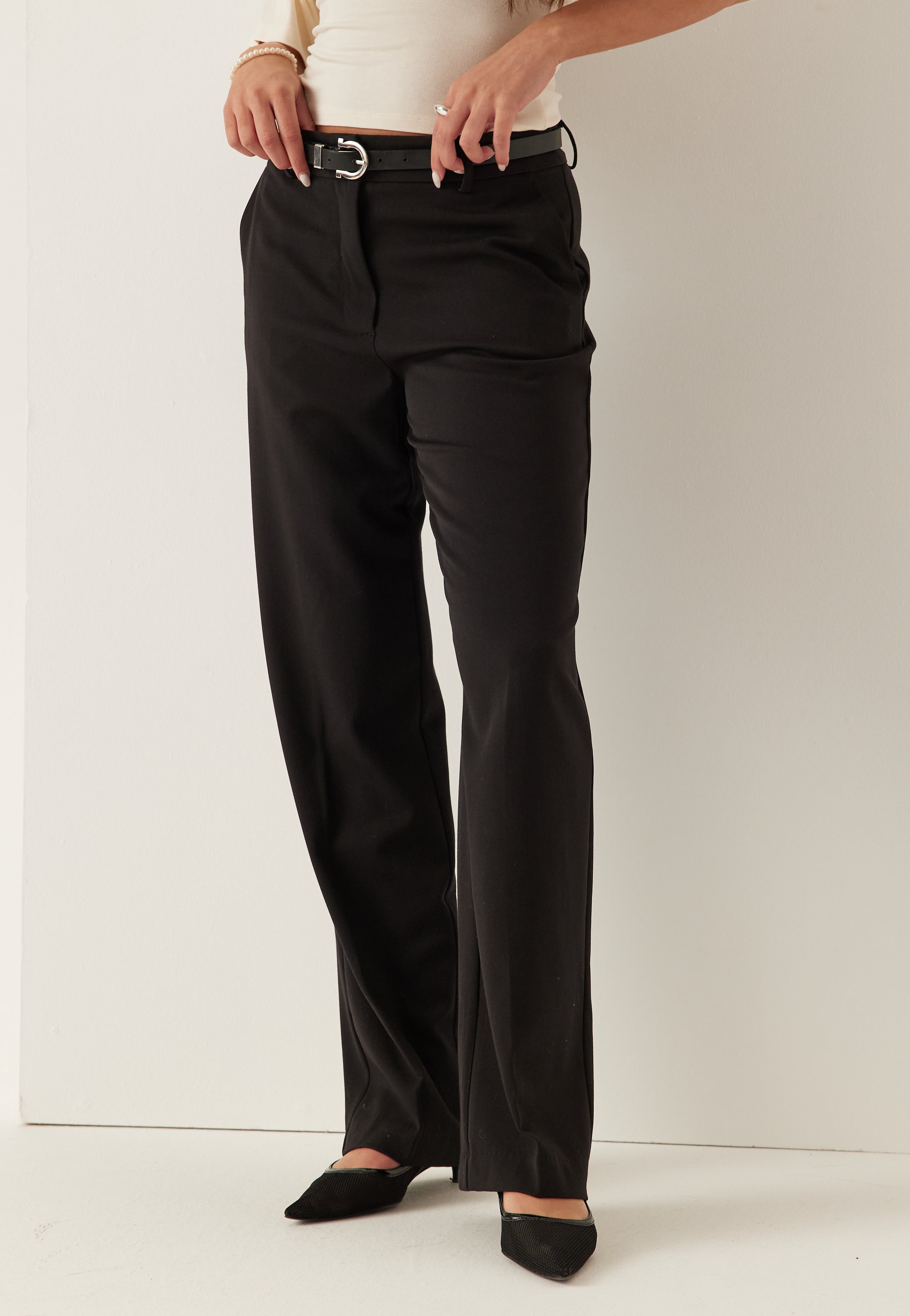 BUBBLEROOM Straight High Waist Suit Trousers