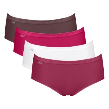 Sloggi Trusser 4P Basic Plus Midi Color Rosa/Brun bomuld 50 Dame