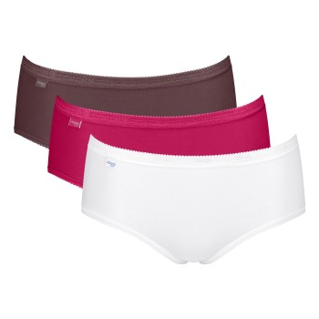 Sloggi Trusser 3P Basic Plus Midi Colored Rosa/Brun bomuld 48 Dame