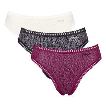 Sloggi Trusser 3P GO Crush High Leg Briefs Rosa/Sort bomuld X-Large Dame