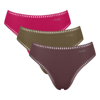 Sloggi Trusser 3P GO Crush High Leg Briefs Brun/Khaki bomuld Small Dame