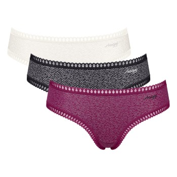 Sloggi Trusser 3P GO Crush Hipster Briefs Rosa/Sort bomuld X-Large Dame
