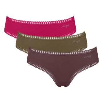 Sloggi Trusser 3P GO Crush Hipster Briefs Brun/Khaki bomuld Small Dame