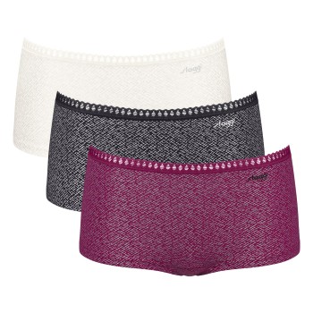 Sloggi Trusser 3P GO Crush Hipster Shorts Rosa/Sort bomuld X-Large Dame
