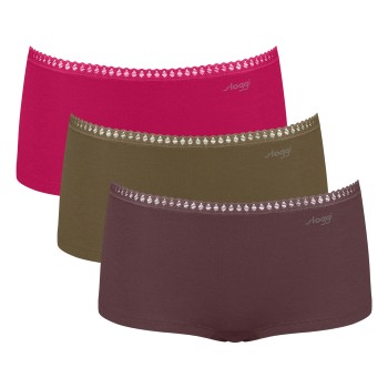 Sloggi Trusser 3P GO Crush Hipster Shorts Brun/Khaki bomuld Small Dame
