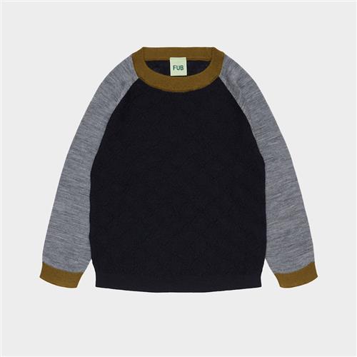 FUB Colour Block Crew Dark Navy Dark Navy 90 cm  Marineblå  90 cm  Drenge, Piger