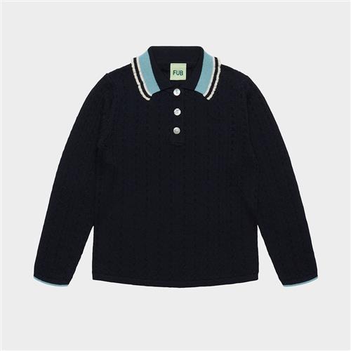FUB Pointelle Polo Dark Navy Dark Navy 90 cm  Marineblå  90 cm  Piger