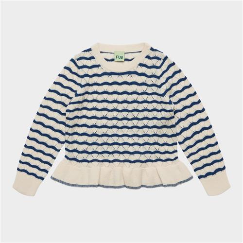 FUB Pointelle Tee Ecru Deep Indigo Ecru Deep Indigo 90 cm  Creme  90 cm  Piger