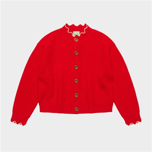 FUB Rib Cardigan Classic Red Classic Red 130 cm  Rød  130 cm  Piger