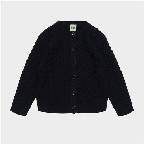 FUB Aran Cardigan Dark Navy Dark Navy 90 cm  Marineblå  90 cm