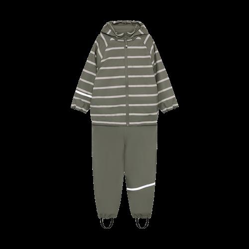 Celavi Rainwear Set - AOP, w. fleece Mulled Basil Mulled Basil-110 cm  Grøn  110 cm
