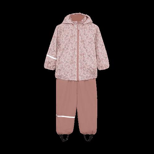 Celavi Rainwear Set - AOP, w. fleece Shadow Gray Shadow Gray-80 cm  Beige  80 cm
