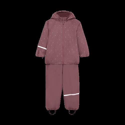 Celavi Rainwear Set - AOP, w. fleece Rose Brown Rose Brown-110 cm  Lyserød  110 cm