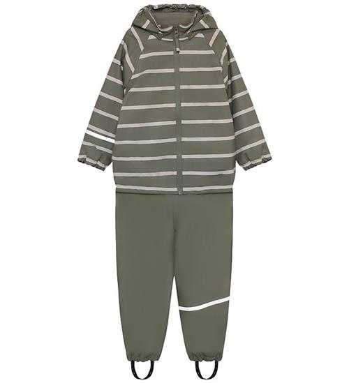 CeLaVi Regntøj m/u Seler - Fleece - PU - Mulled Basil m. Striber