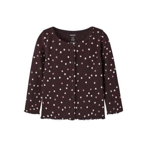 NAME IT Langærmet Rib Bluse Vemia Chocolate Plum Small Dots