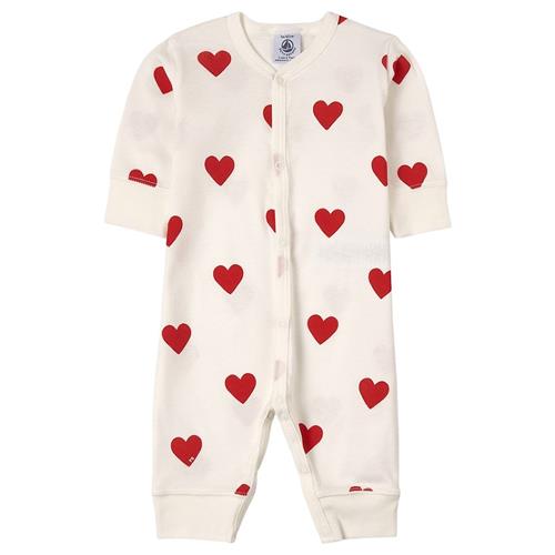 Petit Bateau Hjertemønstret Heldragt Hvid 3 months  Hvid  3 måneder  Piger