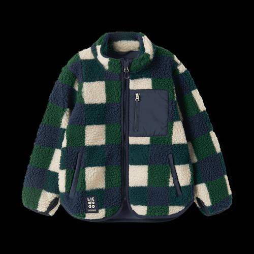 Liewood Nolan Pile Jacket Mega Check Bright Garden Mega Check Bright Garden 122 cm  Grøn  122 cm  Drenge, Piger