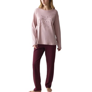 Triumph PK LSL 08 Long Sleeve Pyjama Set Rød/Rosa bomuld 40 Dame