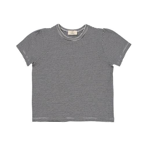 Copenhagen Colors Stribet T-shirt Med Flæseærmer Navy Cream Stripe 116 cm  Blå  116 cm  Drenge