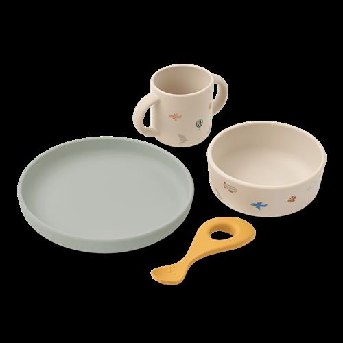 Liewood Vivi Printed Tableware Set Flying Sandy Flying Sandy One Size  Beige  One Size  Drenge, Piger