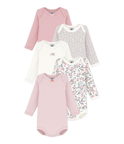 Petit Bateau 5-pack long-sleeve Baby Bodysuits Variante 1 Variante 1 18 Months  Creme  18 måneder  Piger