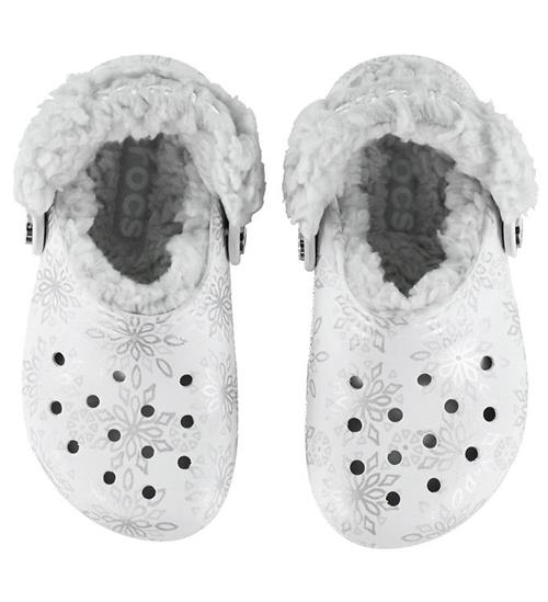 Crocs Sandaler - Fleece - Classic Metallic Snowflakes - Snow Whi