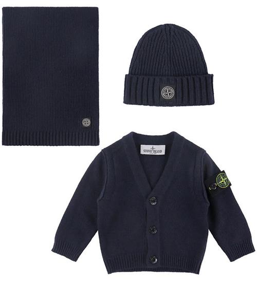 Stone Island Gaveæske - Cardigan/Hue/Tæppe - Uld - Navy Blue