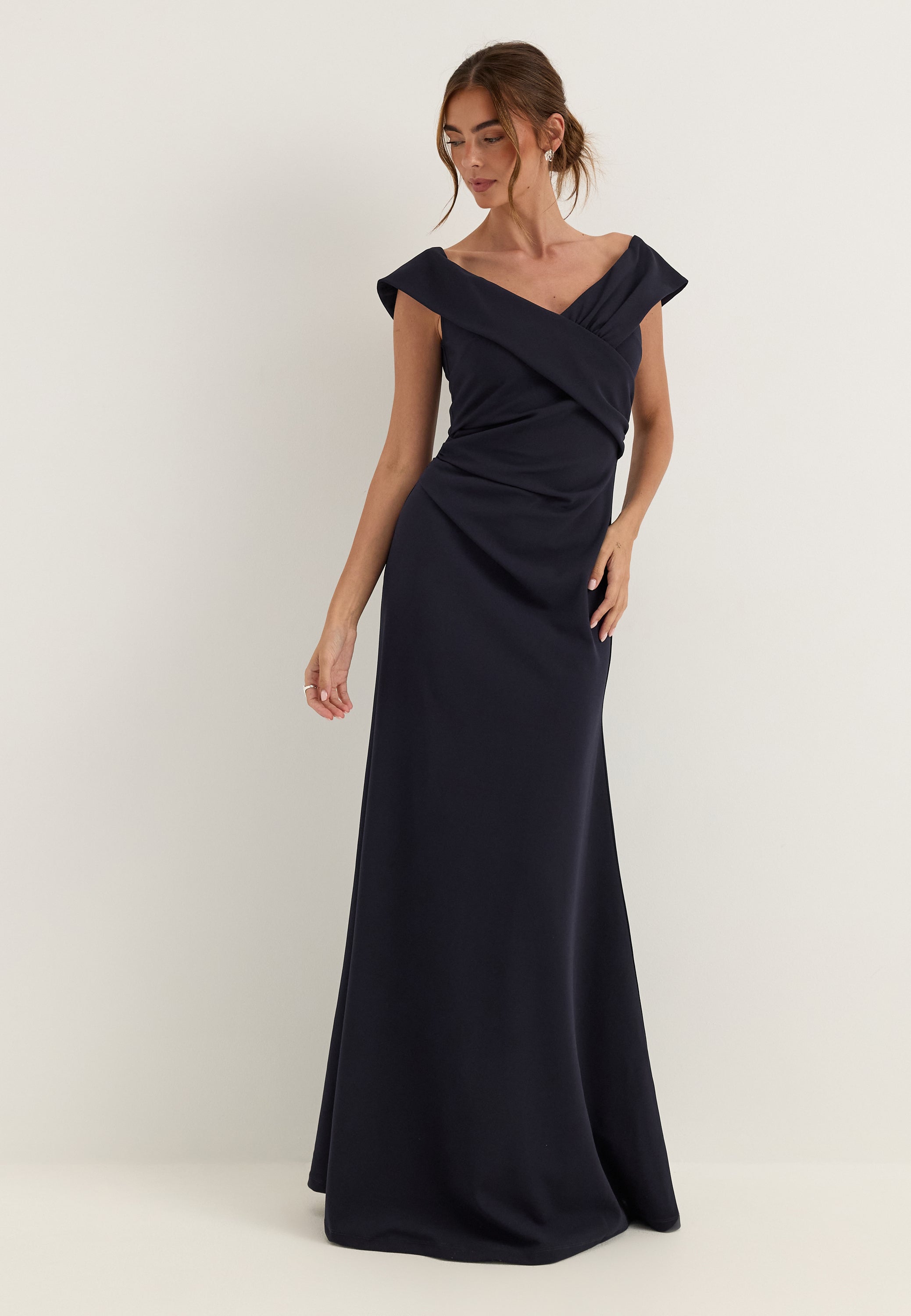 BUBBLEROOM OCCASION Off Shoulder Pleat Gown