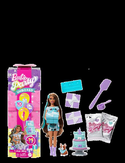 Barbie | Party Unboxed Pet Birthday Series Doll & Accessories, Party Stars Set With 10 Surprises | ONE SIZE