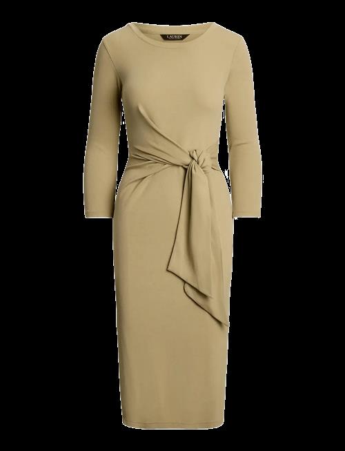 Lauren Ralph Lauren | Tie-Front Cotton-Blend Crewneck Dress | XS