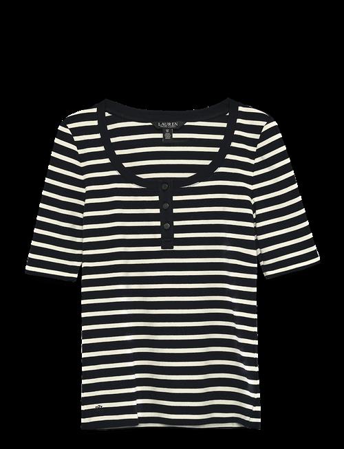 Lauren Ralph Lauren | Striped Elbow-Sleeve Henley Top | XL