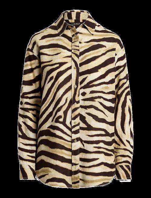 Lauren Ralph Lauren | Relaxed Fit Zebra-Print Linen Shirt | M