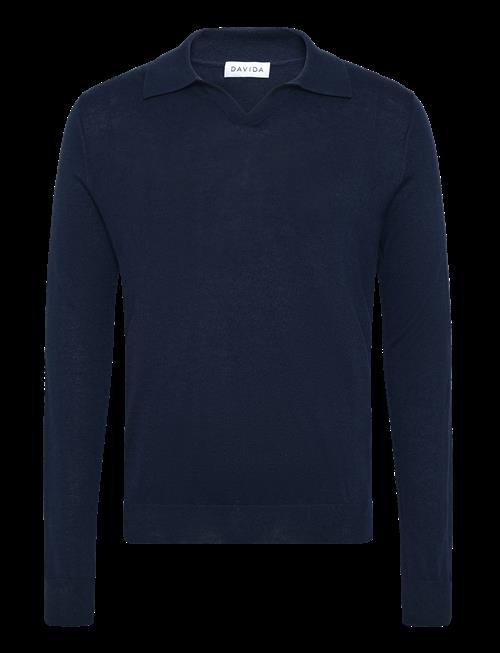 Davida Cashmere | Man Fine Knit Open Collar Sweater | M