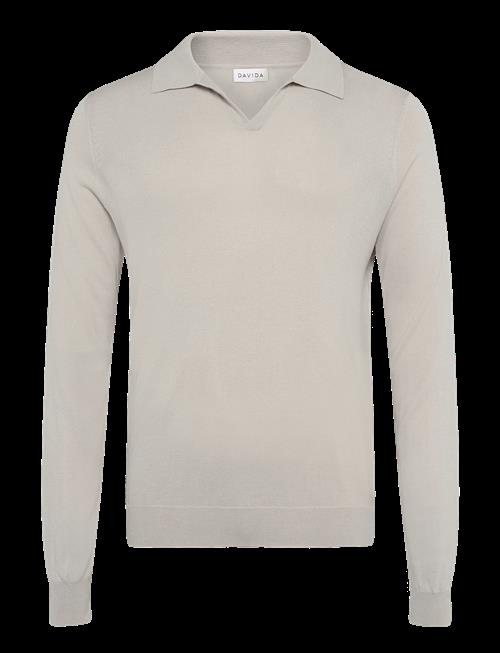 Davida Cashmere | Man Fine Knit Open Collar Sweater | M