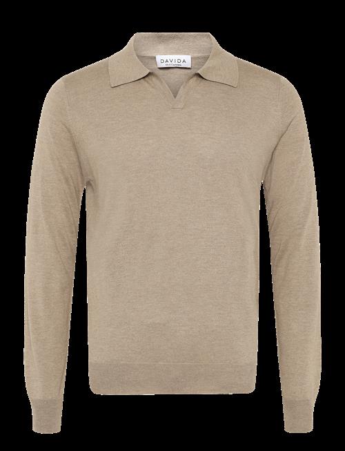 Davida Cashmere | Man Fine Knit Open Collar Sweater | S