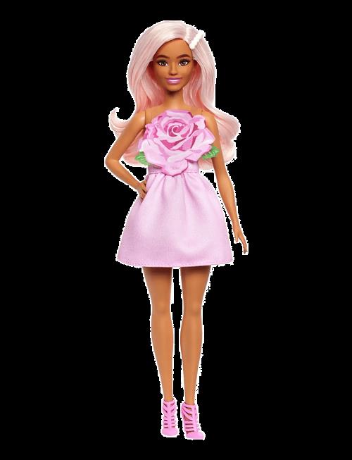 Barbie | Fashionistas Doll #238 In Strapless Rose Dress, Pink Hair With Barrette Accessory | ONE SIZE