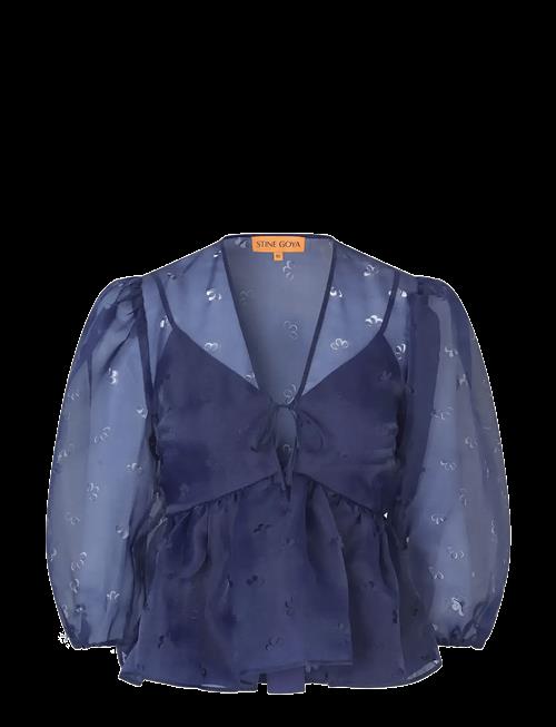 STINE GOYA | 1608 Organza, Long Sleeve Bow Top | S