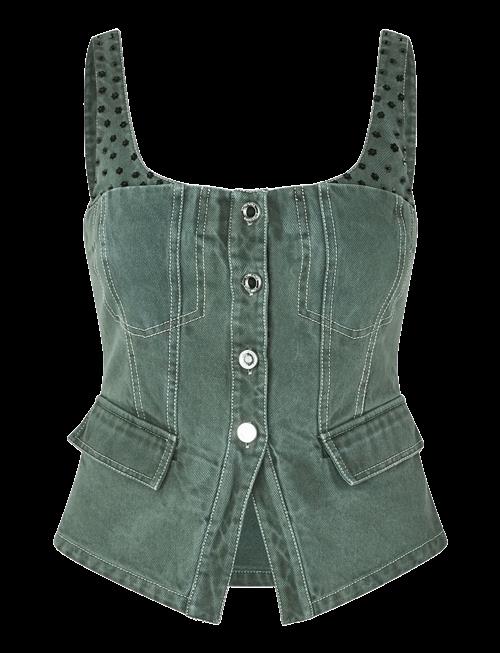 STINE GOYA | 2393 Denim, Scoopneck Pockets Vest | M