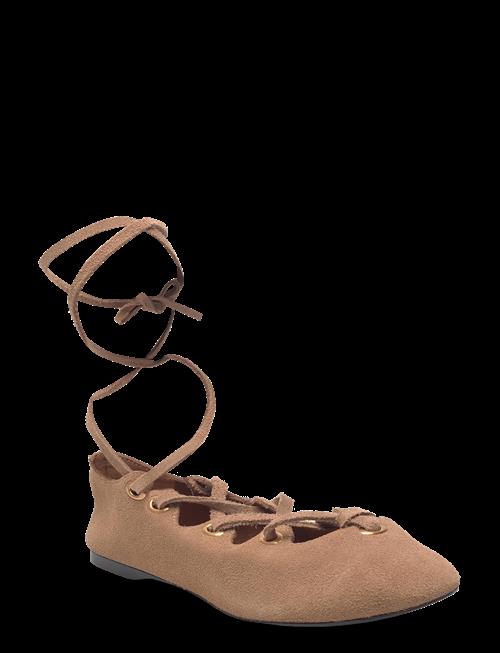 Mango | Suede Ballet Flats With Crossed Straps | 39