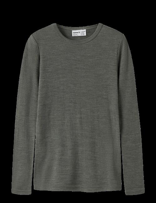 name it | Nknwax Wool Rib Ls Top | 122-128