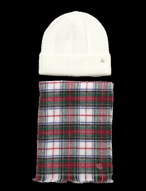 Lauren Ralph Lauren | Plaid Wrap Scarf & Knit Beanie Set | ONE SIZE