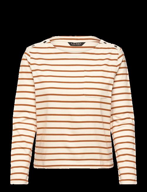 Lauren Ralph Lauren | Striped Jersey Snap-Trim Boatneck Top | XS