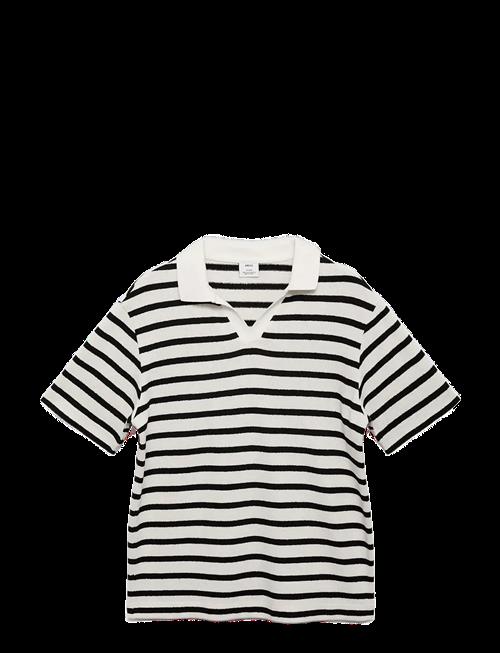Mango | Striped Textured Knitted Polo Shirt | M