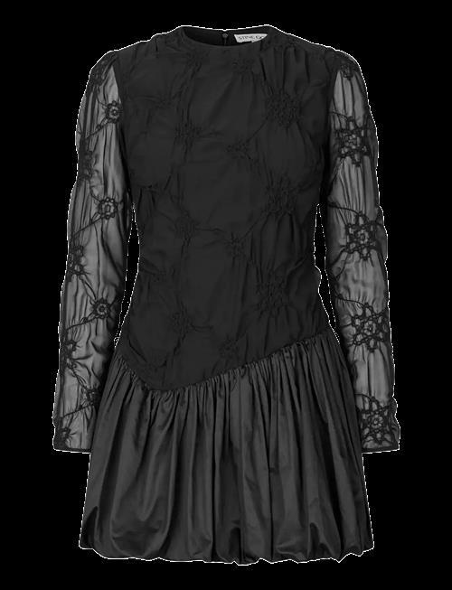 STINE GOYA | Smocked Cotton Mix, Balloon Long Sleeve Short Dress | XS