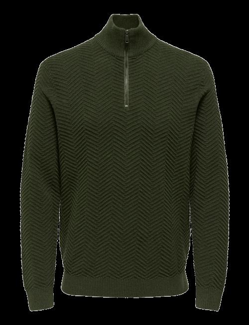 ONLY & SONS | Onsmace Reg Herringbone Half Zip Knit Ns | L